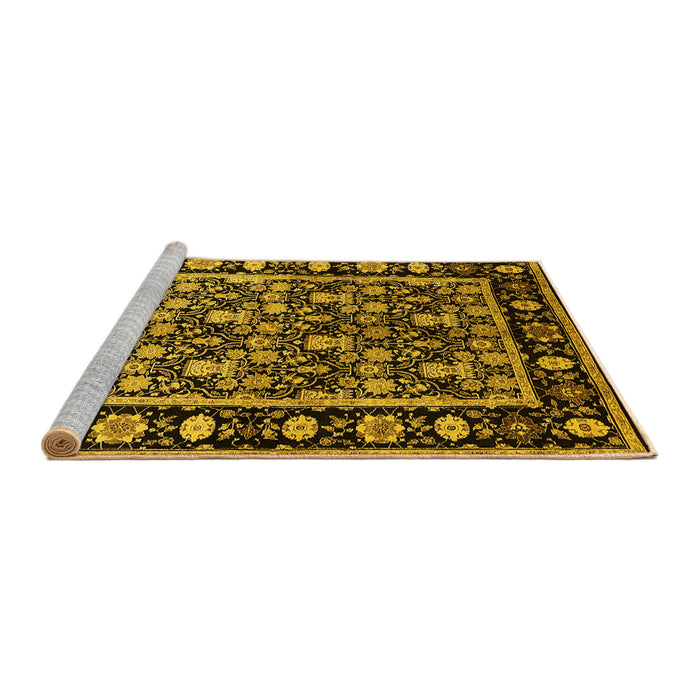 Sideview of Machine Washable Oriental Yellow Traditional Rug, wshurb1060yw