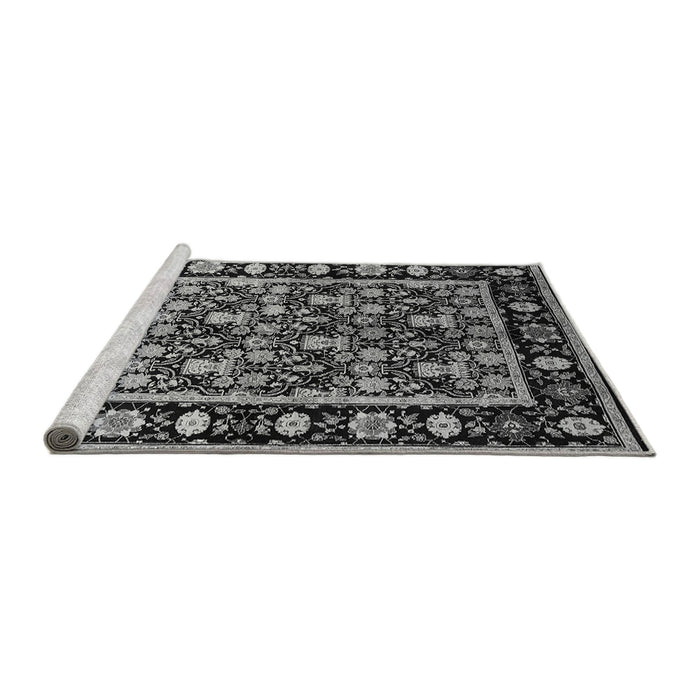 Sideview of Machine Washable Oriental Gray Traditional Rug, wshurb1060gry