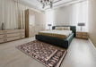 Mid-Century Modern Dark Salmon Pink Oriental Rug in a Bedroom, urb1060