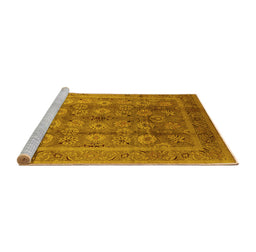 Sideview of Machine Washable Oriental Yellow Traditional Rug, wshurb1061yw