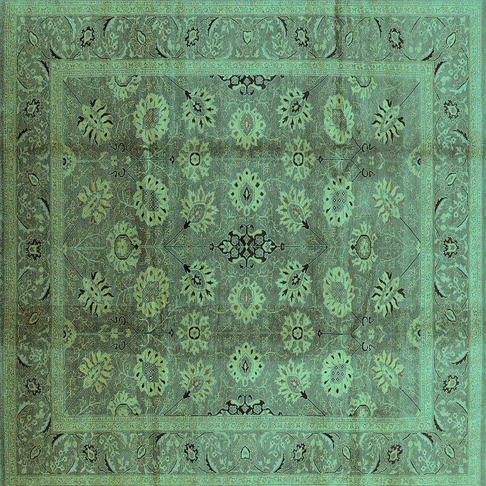 Square Oriental Turquoise Traditional Rug, urb1061turq
