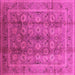 Square Machine Washable Oriental Pink Traditional Rug, wshurb1061pnk