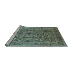 Sideview of Machine Washable Oriental Light Blue Traditional Rug, wshurb1061lblu