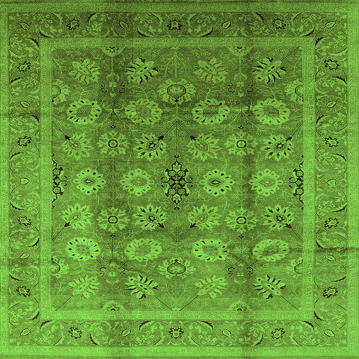 Square Oriental Green Traditional Rug, urb1061grn