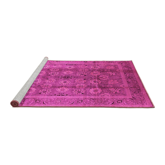 Sideview of Machine Washable Oriental Pink Traditional Rug, wshurb1061pnk