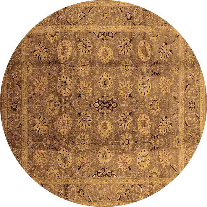 Round Oriental Brown Traditional Rug, urb1061brn