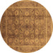 Round Oriental Brown Traditional Rug, urb1061brn