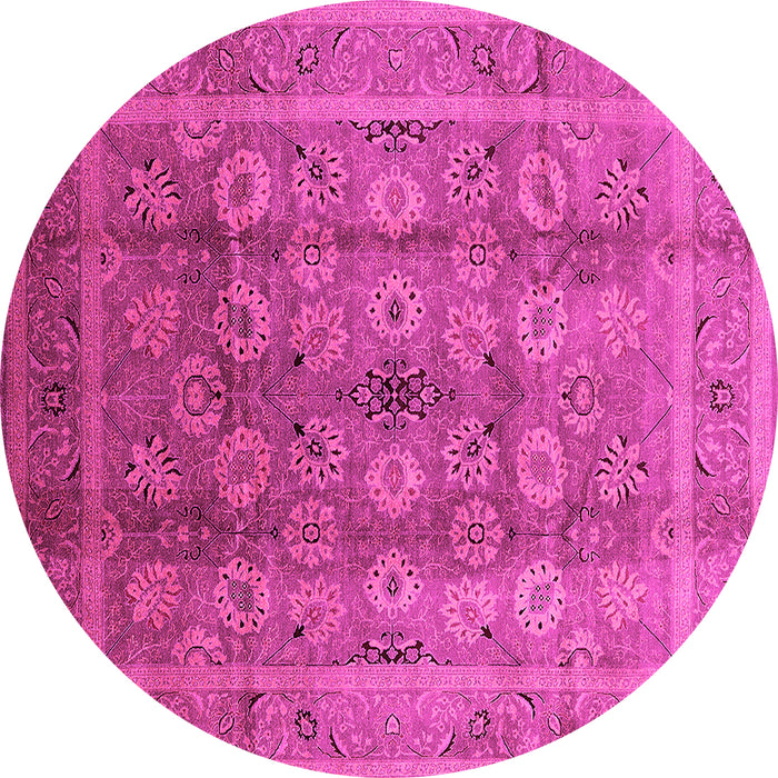Round Oriental Pink Traditional Rug, urb1061pnk
