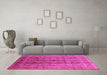 Machine Washable Oriental Pink Traditional Rug in a Living Room, wshurb1061pnk