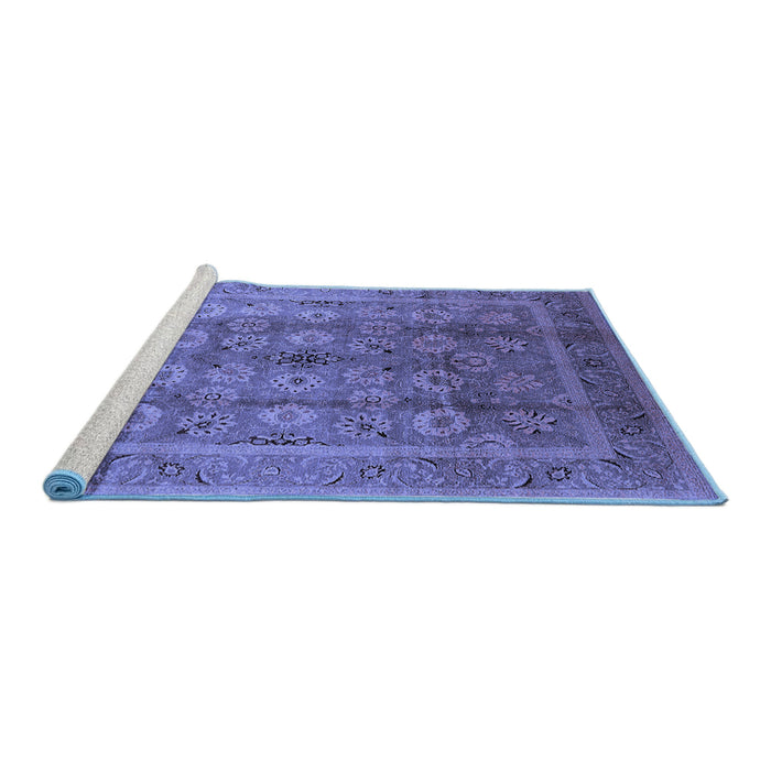 Sideview of Machine Washable Oriental Blue Traditional Rug, wshurb1061blu