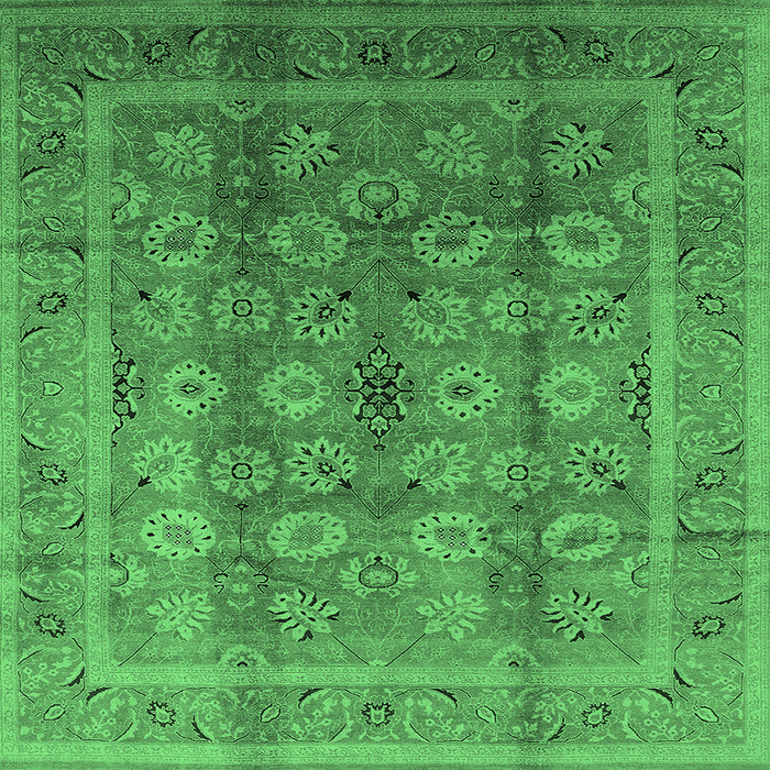Square Oriental Emerald Green Traditional Rug, urb1061emgrn