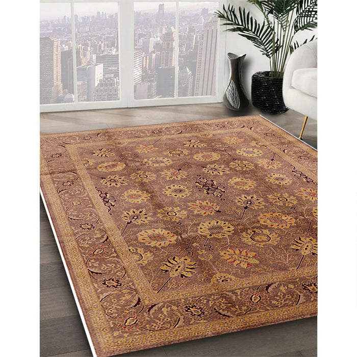 Mid-Century Modern Chestnut Red Oriental Rug in Family Room, urb1061