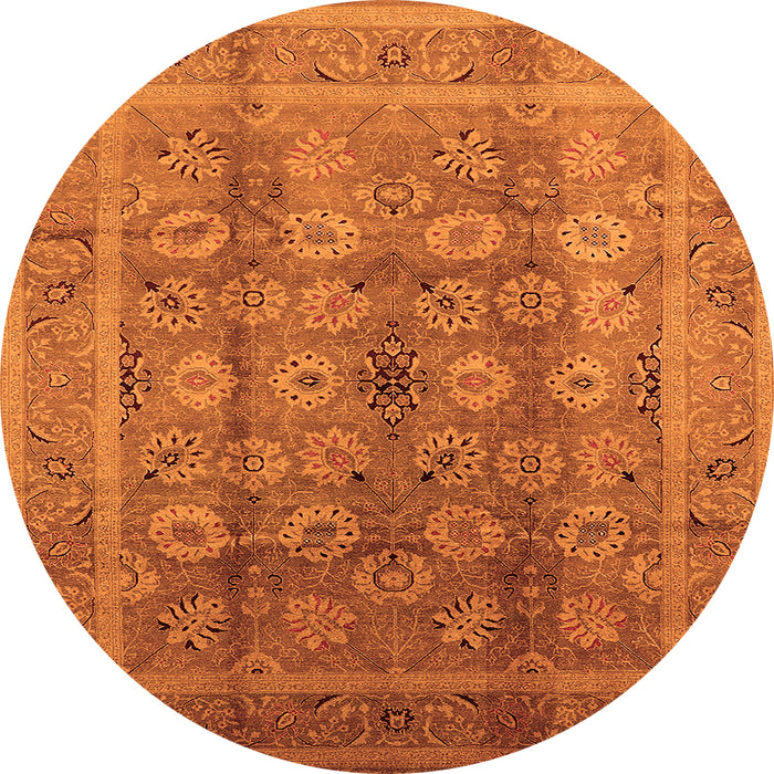 Round Oriental Orange Traditional Rug, urb1061org