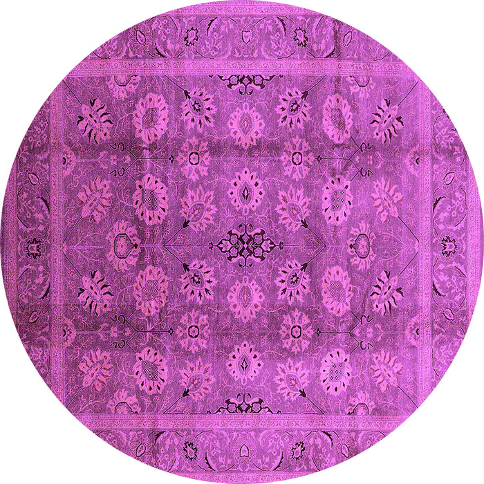 Round Machine Washable Oriental Purple Traditional Area Rugs, wshurb1061pur