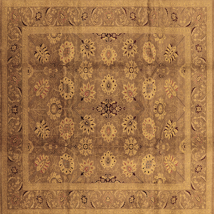 Square Oriental Brown Traditional Rug, urb1061brn