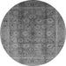 Round Machine Washable Oriental Gray Traditional Rug, wshurb1061gry