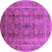 Round Oriental Purple Traditional Rug, urb1061pur