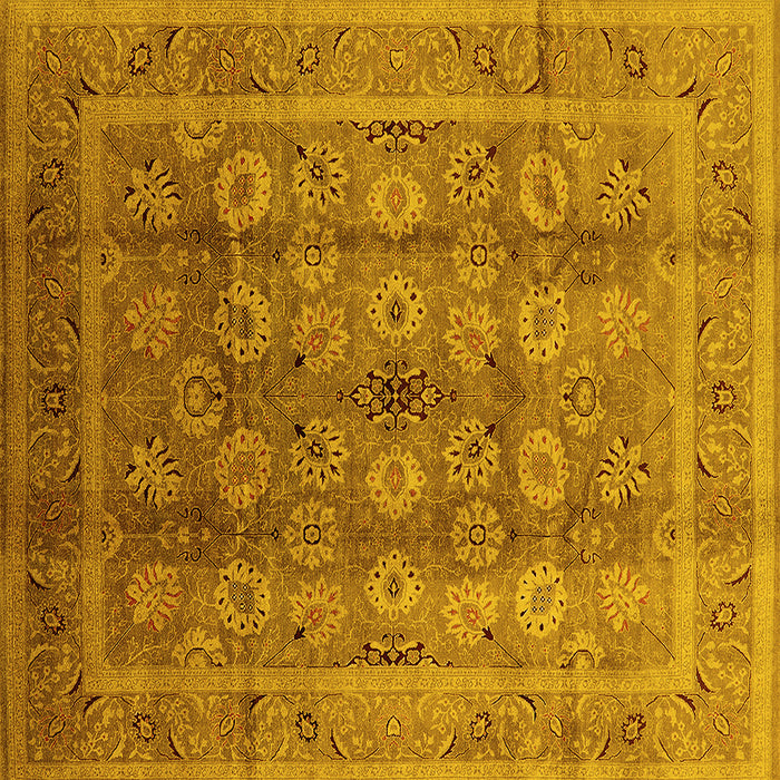Square Oriental Yellow Traditional Rug, urb1061yw