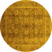 Round Oriental Yellow Traditional Rug, urb1061yw