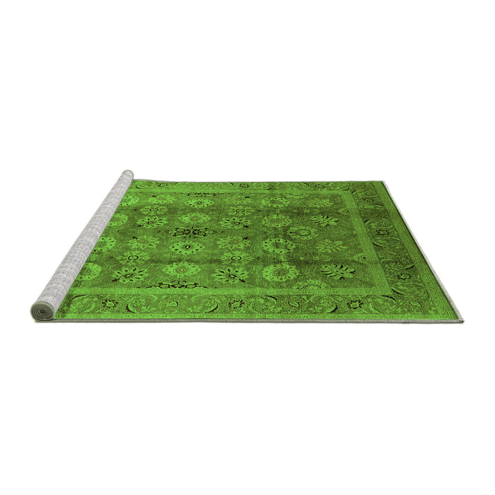Sideview of Machine Washable Oriental Green Traditional Area Rugs, wshurb1061grn
