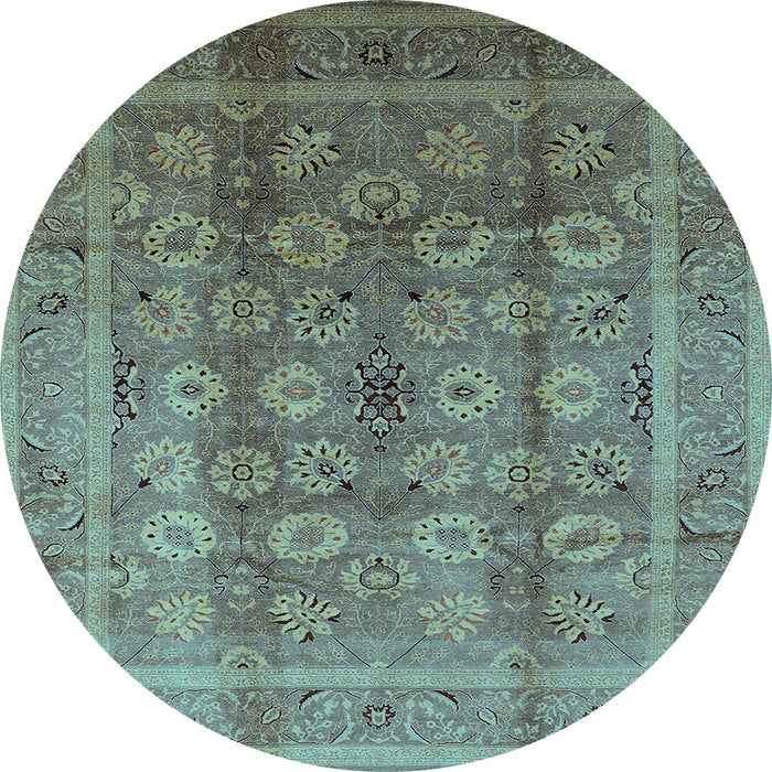 Round Oriental Light Blue Traditional Rug, urb1061lblu