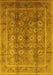 Machine Washable Oriental Yellow Traditional Rug, wshurb1061yw