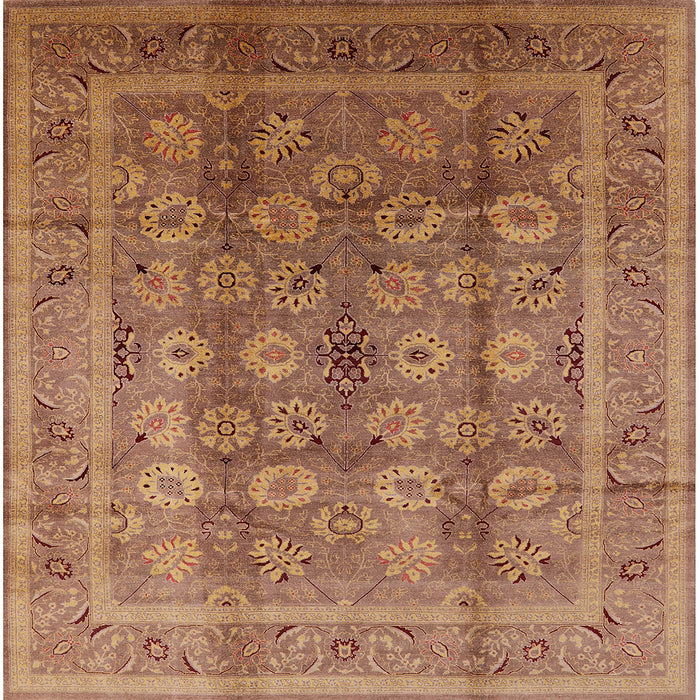 Square Mid-Century Modern Chestnut Red Oriental Rug, urb1061