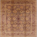 Square Mid-Century Modern Chestnut Red Oriental Rug, urb1061