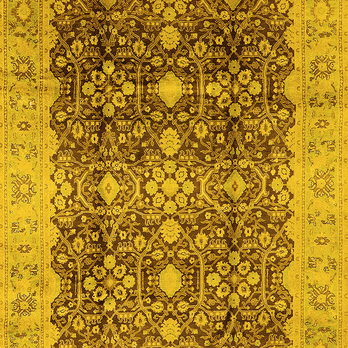 Machine Washable Oriental Yellow Traditional Rug, wshurb1062yw