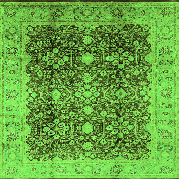 Square Oriental Green Traditional Rug, urb1062grn