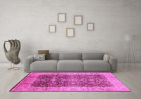 Machine Washable Oriental Pink Traditional Rug, wshurb1062pnk