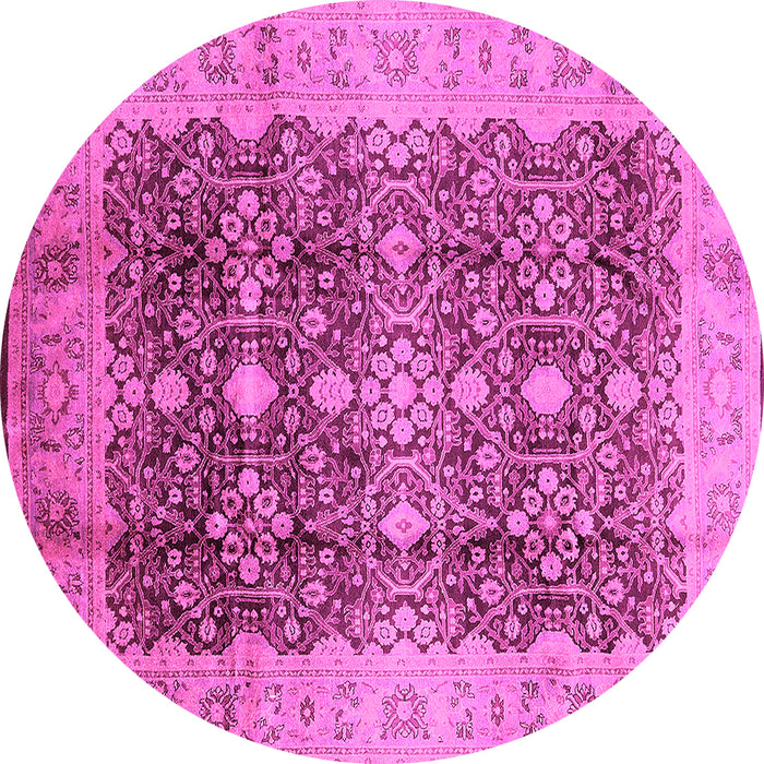 Round Oriental Pink Traditional Rug, urb1062pnk