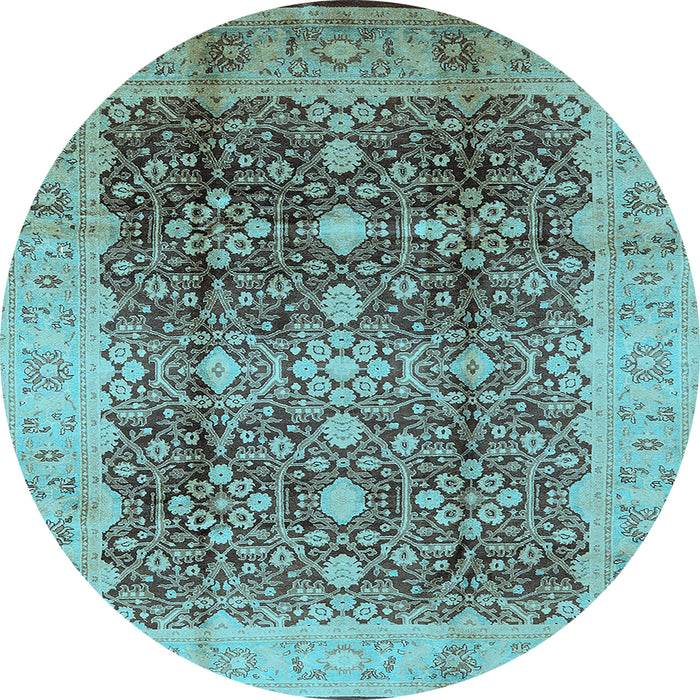 Round Oriental Light Blue Traditional Rug, urb1062lblu