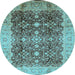 Round Oriental Light Blue Traditional Rug, urb1062lblu