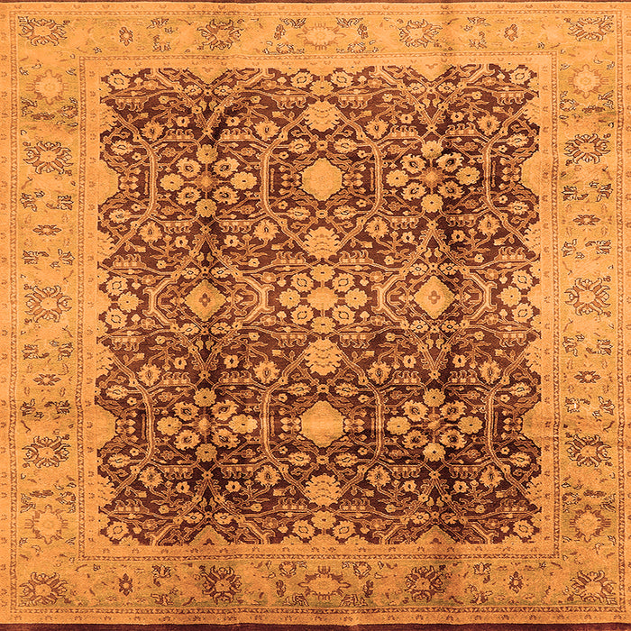 Square Machine Washable Oriental Orange Traditional Area Rugs, wshurb1062org