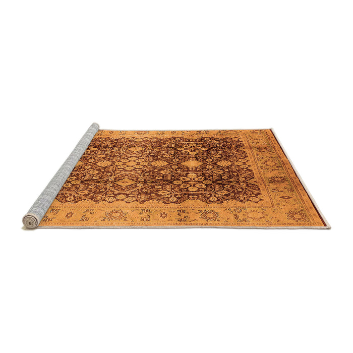Sideview of Machine Washable Oriental Orange Traditional Area Rugs, wshurb1062org