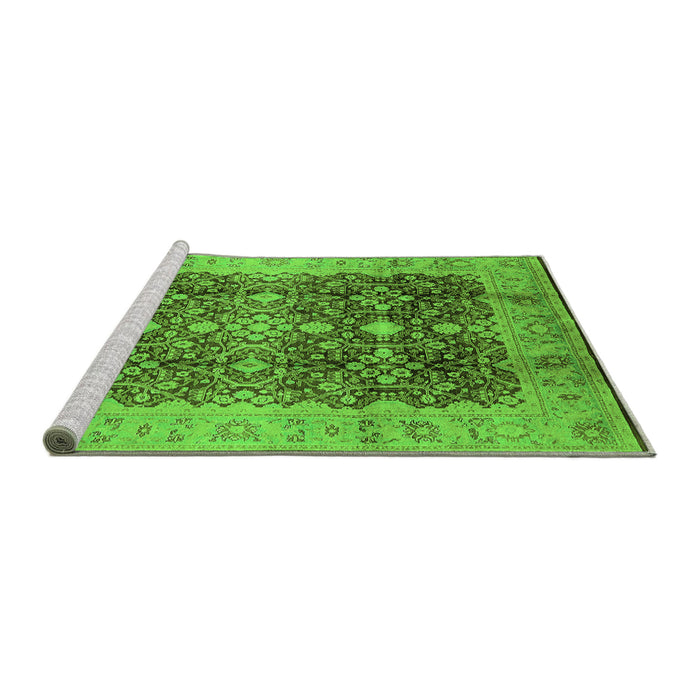 Sideview of Machine Washable Oriental Green Traditional Area Rugs, wshurb1062grn