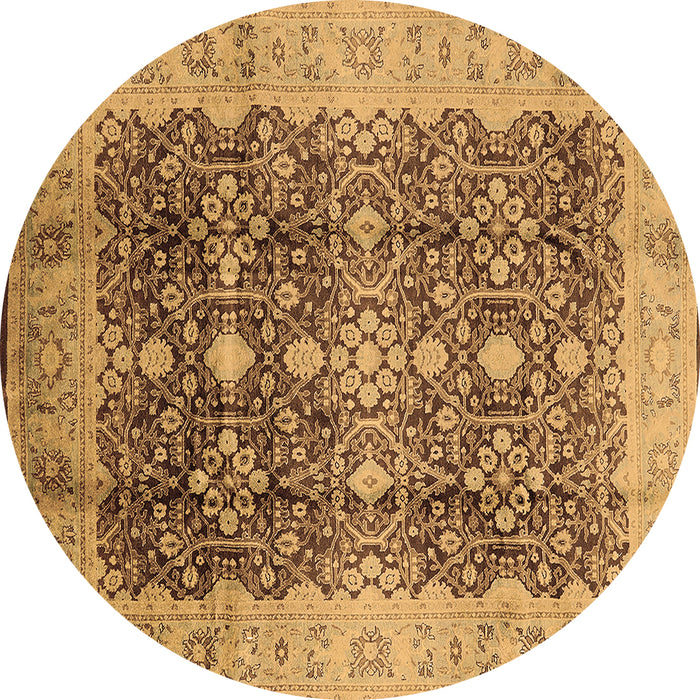 Round Machine Washable Oriental Brown Traditional Rug, wshurb1062brn
