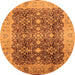Round Oriental Orange Traditional Rug, urb1062org