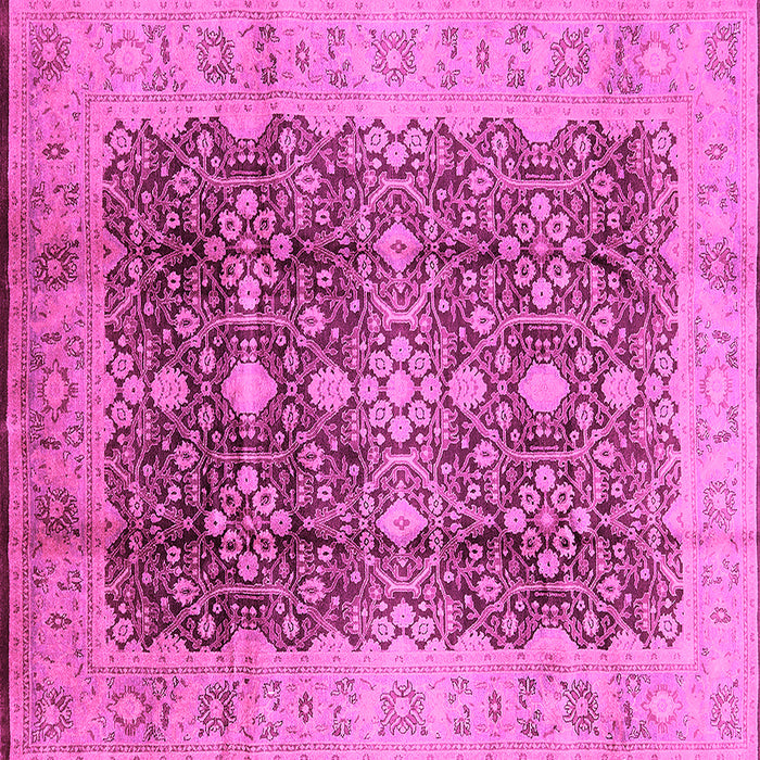 Square Machine Washable Oriental Pink Traditional Rug, wshurb1062pnk