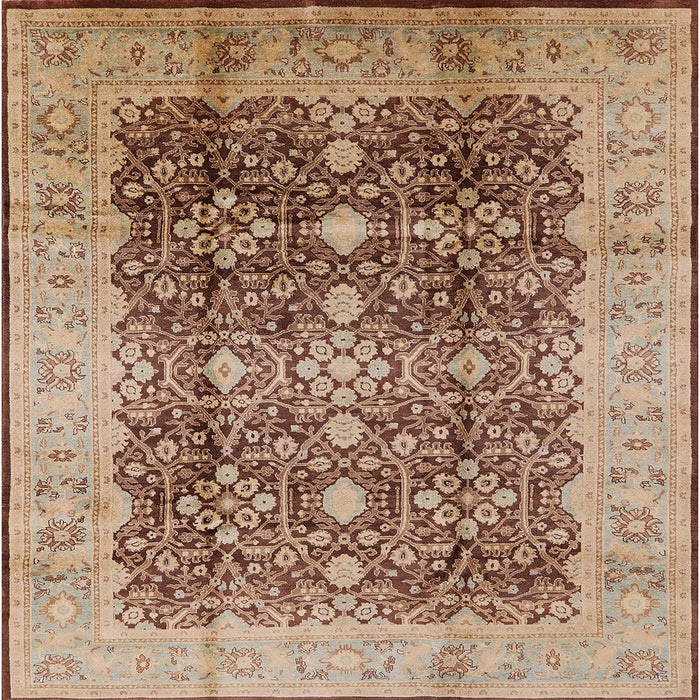 Square Mid-Century Modern Sienna Brown Oriental Rug, urb1062