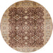 Round Mid-Century Modern Sienna Brown Oriental Rug, urb1062