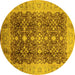 Round Oriental Yellow Traditional Rug, urb1062yw