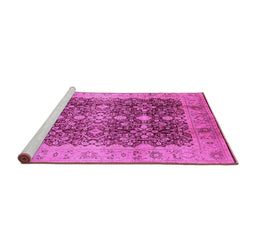Sideview of Machine Washable Oriental Pink Traditional Rug, wshurb1062pnk