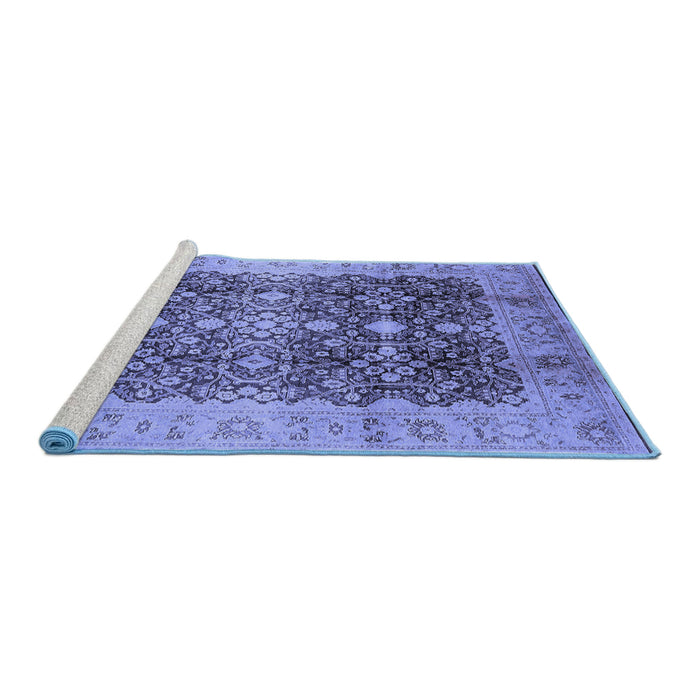 Sideview of Machine Washable Oriental Blue Traditional Rug, wshurb1062blu