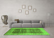 Machine Washable Oriental Green Traditional Area Rugs in a Living Room,, wshurb1062grn