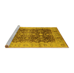 Sideview of Machine Washable Oriental Yellow Traditional Rug, wshurb1062yw
