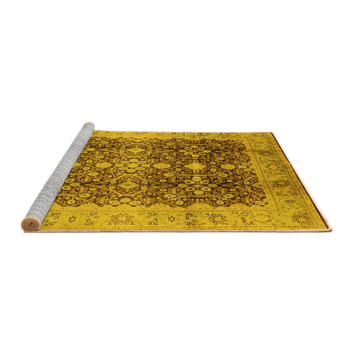 Sideview of Machine Washable Oriental Yellow Traditional Rug, wshurb1062yw