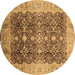 Round Oriental Brown Traditional Rug, urb1062brn