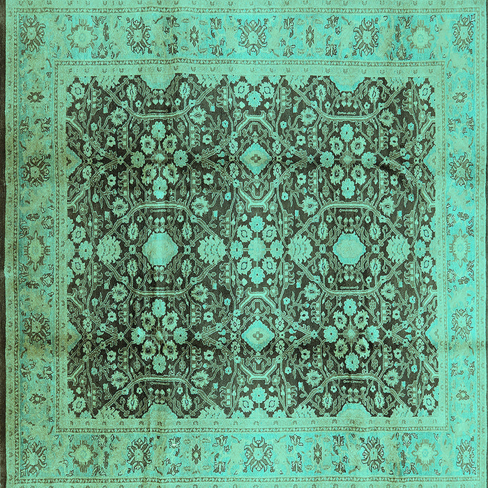 Square Oriental Turquoise Traditional Rug, urb1062turq